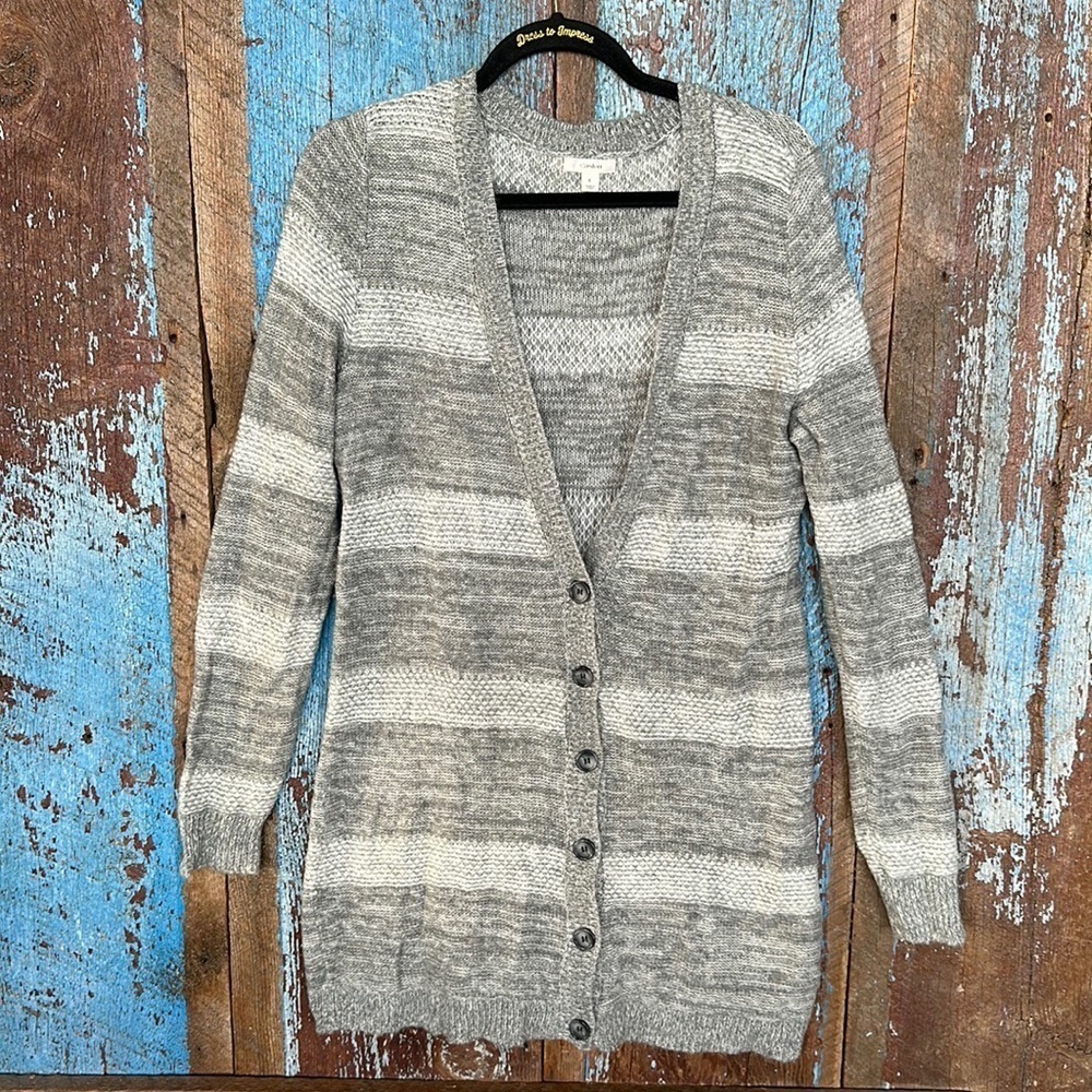Caslon Striped Button Cardigan Sweater